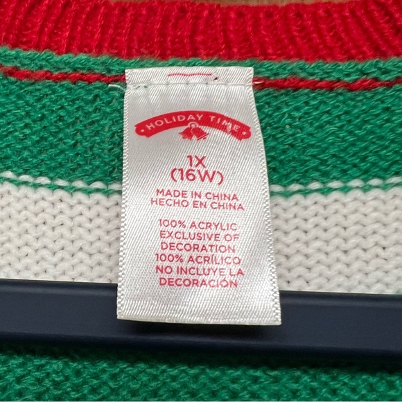 Holiday Time North Pole Santa Elf Embroidered Christmas Sweater Vest 1X - Picture 3 of 5